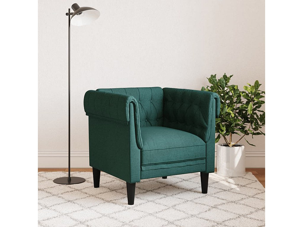 Accoudoirs roulés du fauteuil chesterfield GRANTHAM vert foncé