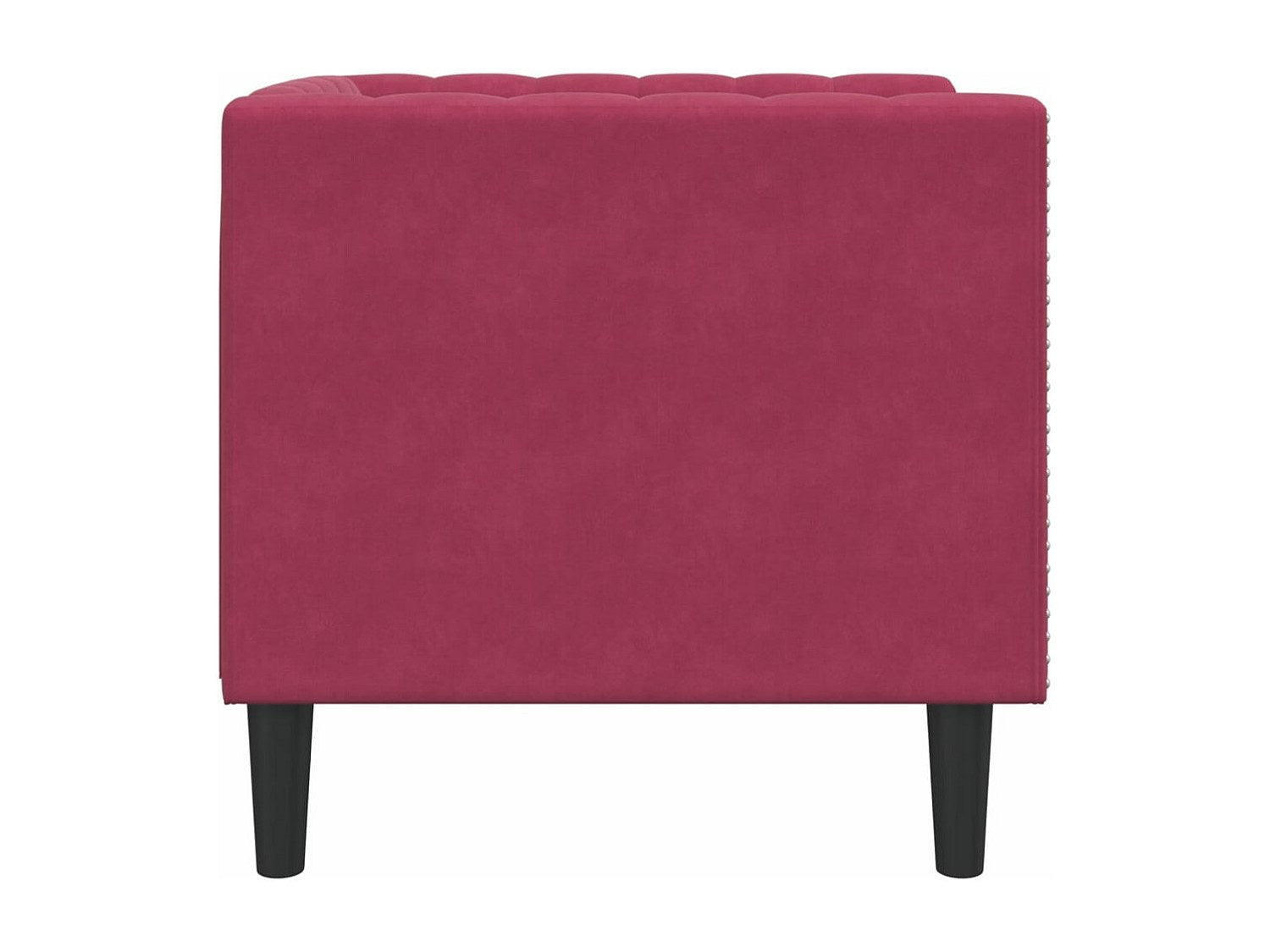 Détail du velours rouge bordeaux du fauteuil DALTON