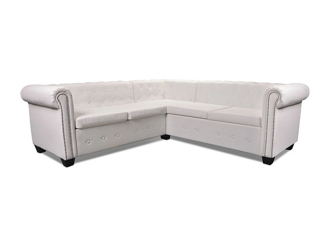 Assise rembourrée du canapé chesterfield BRISTOL en simili cuir blanc