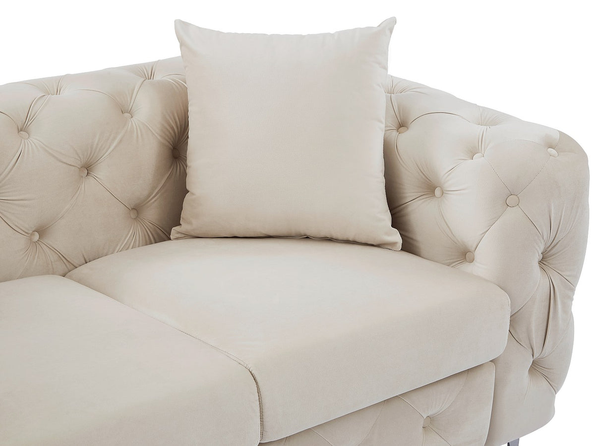 Assise déhoussable du canapé chesterfield EDWINA 2 places beige