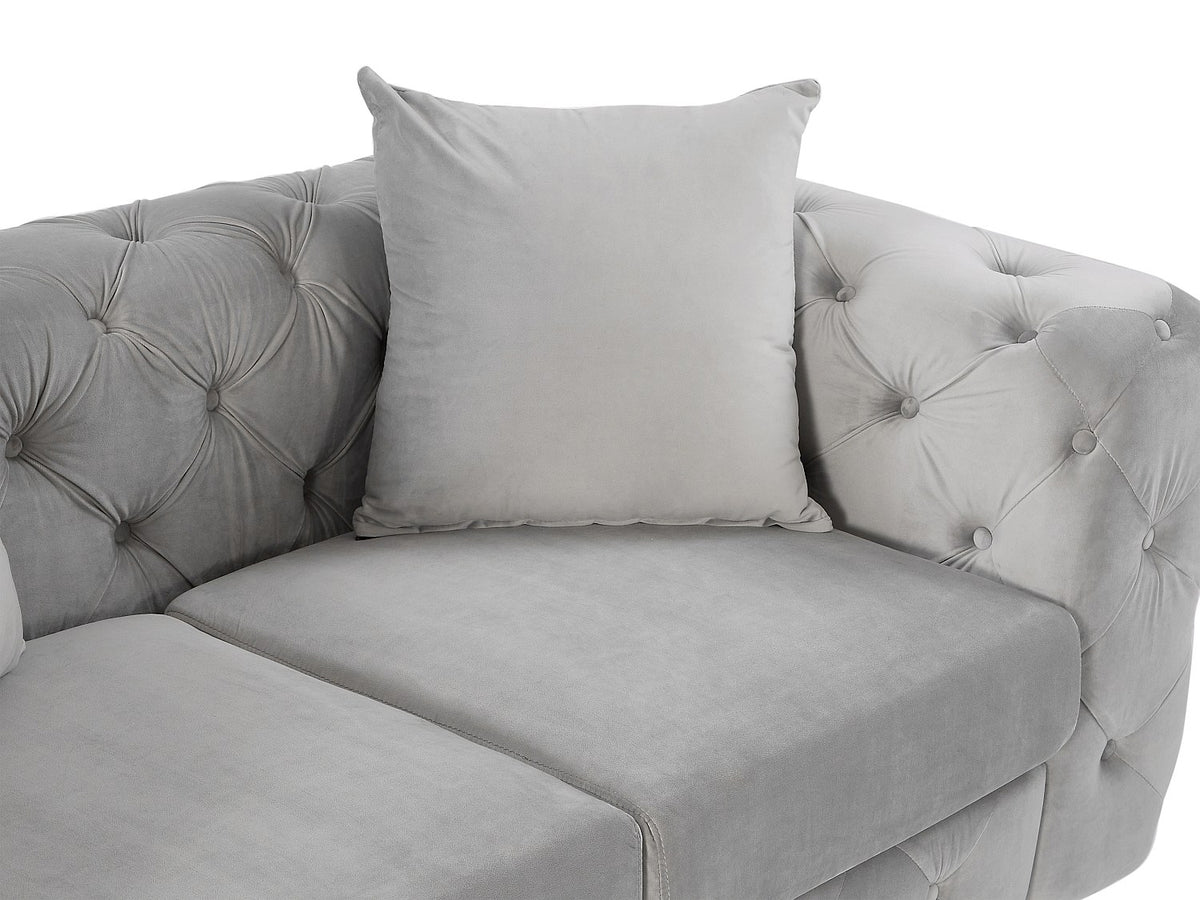 Pieds en métal du canapé chesterfield moderne EDWINA gris clair