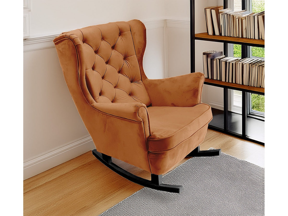 Vue d'ensemble du fauteuil chesterfield MAYFAIR 1 place orange