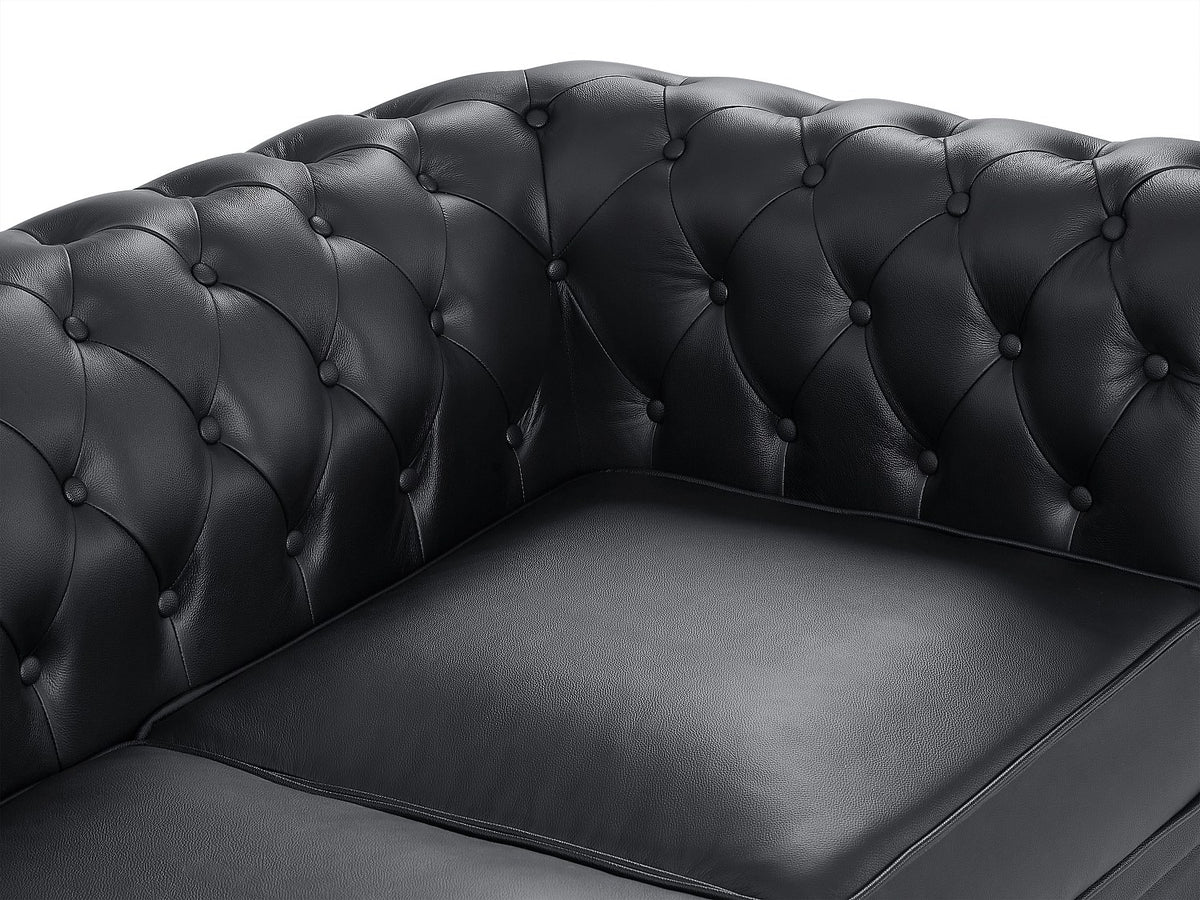 Accoudoirs roulés du canapé chesterfield BEAUMONT en cuir de buffle
