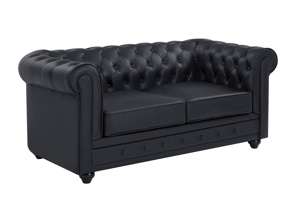 Canapé chesterfield BEAUMONT noir vu de profil