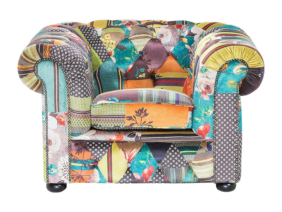Assise à coussins épais du fauteuil chesterfield KIPLING patchwork