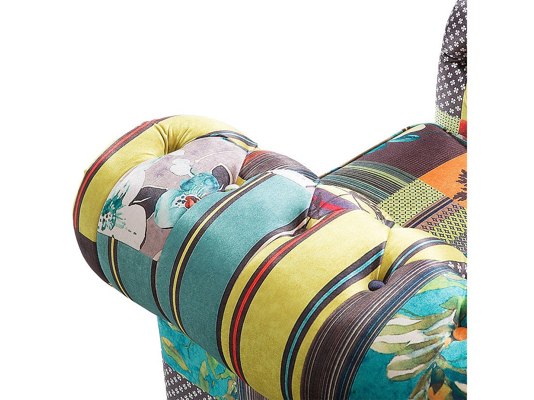 Profil du fauteuil chesterfield KIPLING en coton multicolore