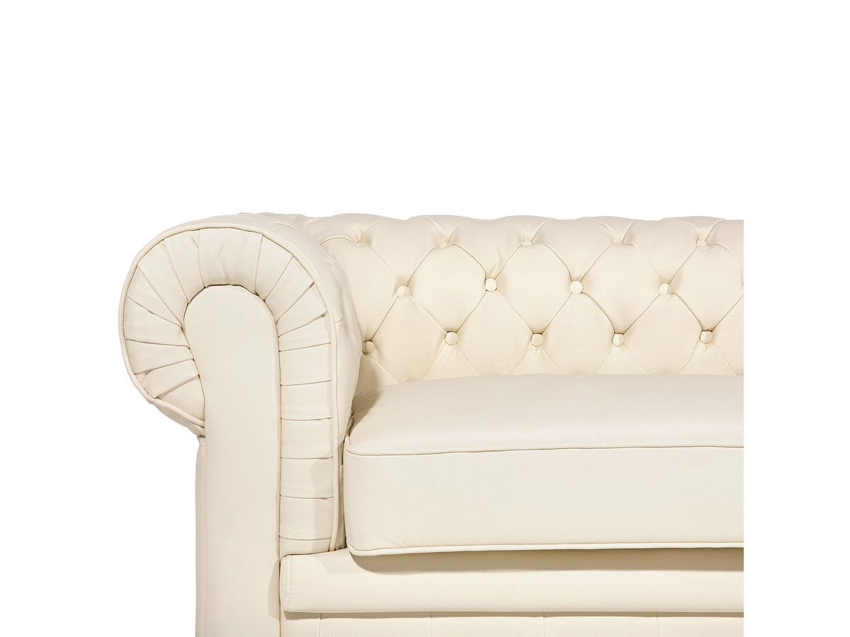 Accoudoirs arrondis du canapé chesterfield WESTON beige