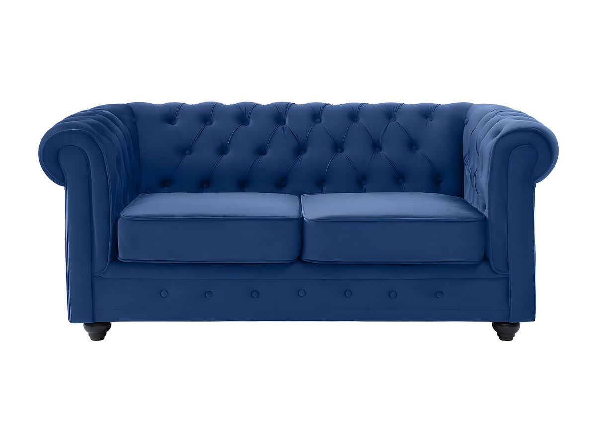 Capitonnage du canapé chesterfield CHILTERN 2 places velours bleu roi