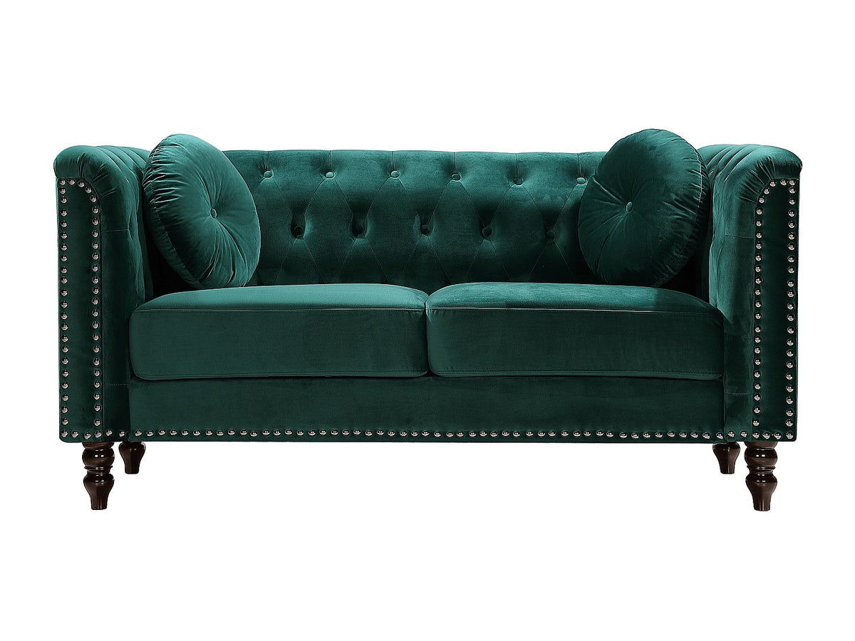 Vue d'ensemble du canapé chesterfield TURNER 2 places vert émeraude