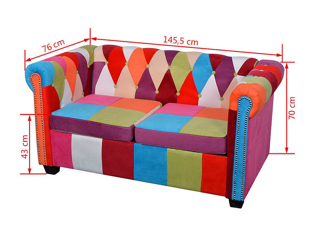 Pieds en bois du canapé chesterfield OXFORD 2 places