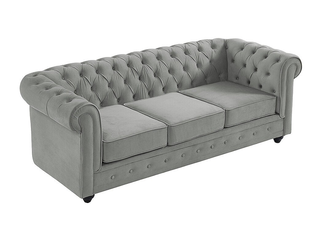 Accoudoirs roulés du canapé chesterfield FULHAM gris clair
