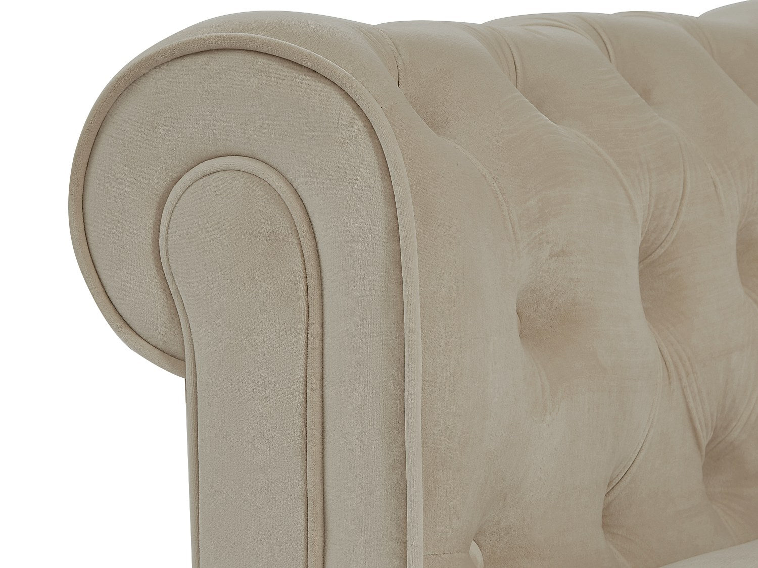 Pieds en bois du canapé chesterfield ISLINGTON 2 places beige