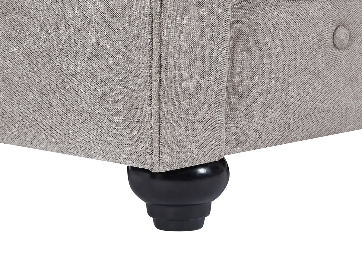 Dossier capitonné du canapé chesterfield WALTON en tissu gris