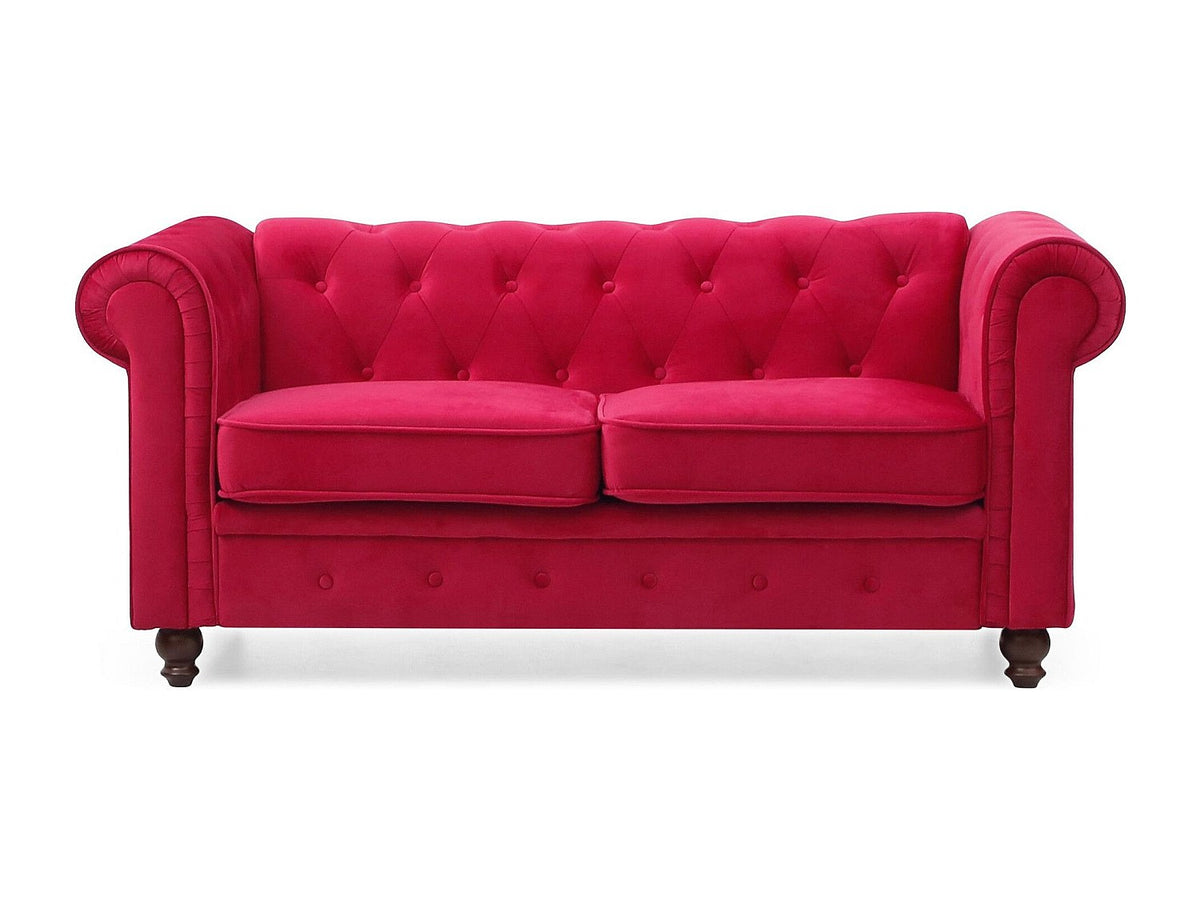 Capitonnage du canapé chesterfield WINDSOR 2 places velours rouge