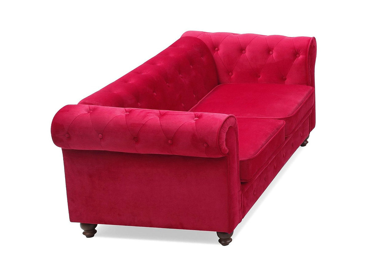 Détail du velours rouge du canapé chesterfield WINDSOR