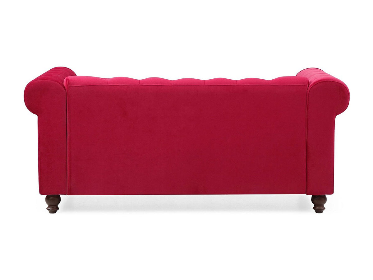 Vue d'ensemble du grand canapé chesterfield WINDSOR 2 places rouge