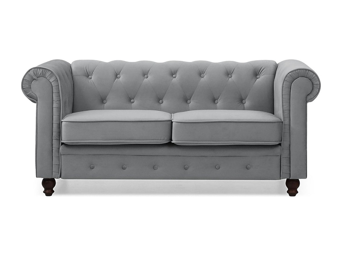 Capitonnage du grand canapé chesterfield WINDSOR 2 places velours argenté