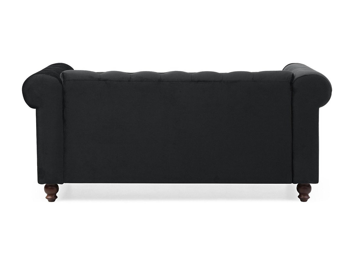 Vue d'ensemble du grand canapé chesterfield WINDSOR velours noir