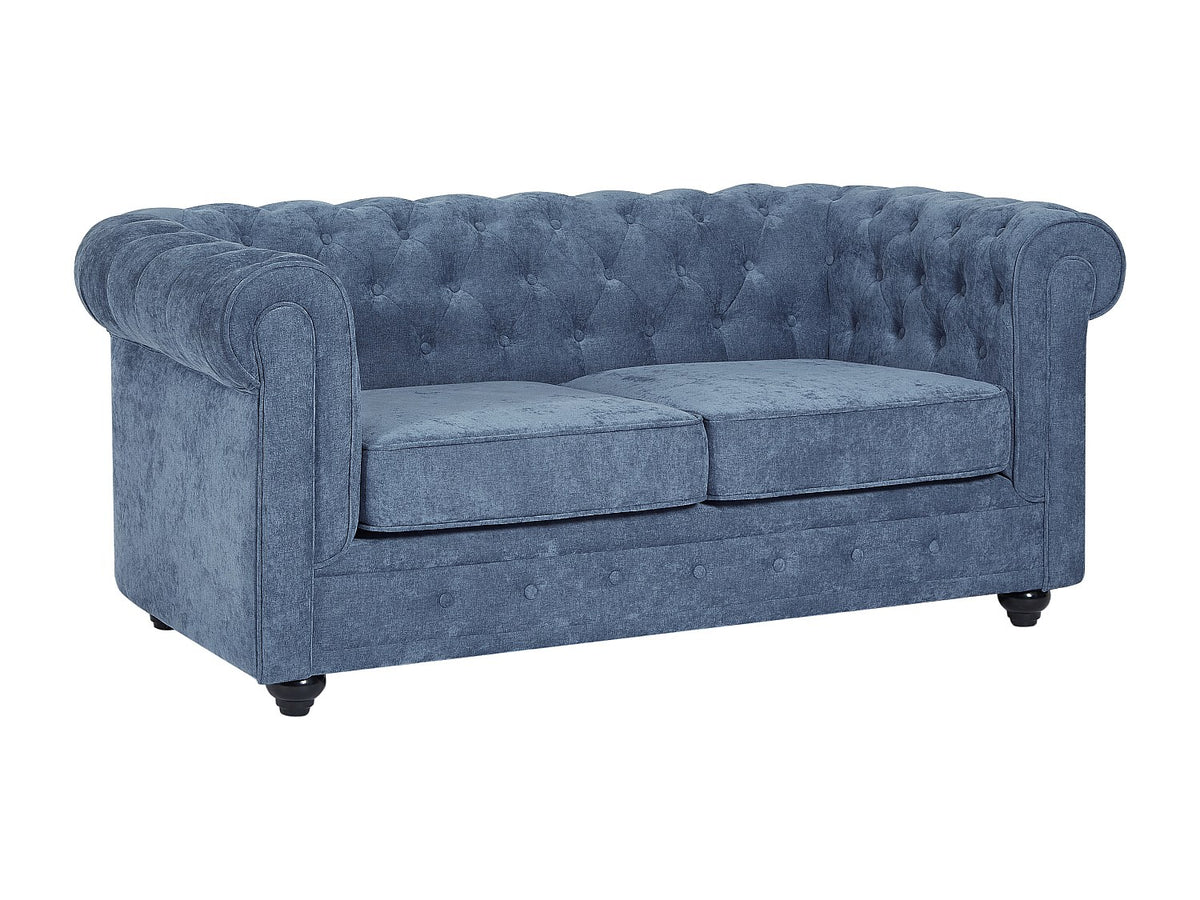 Accoudoirs arrondis du canapé chesterfield WALTON bleu