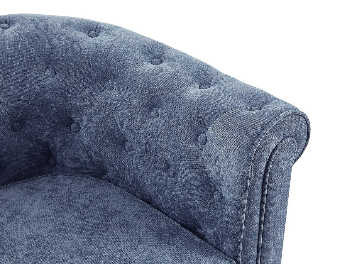 Assise déhoussable du fauteuil chesterfield WALTON en tissu bleu