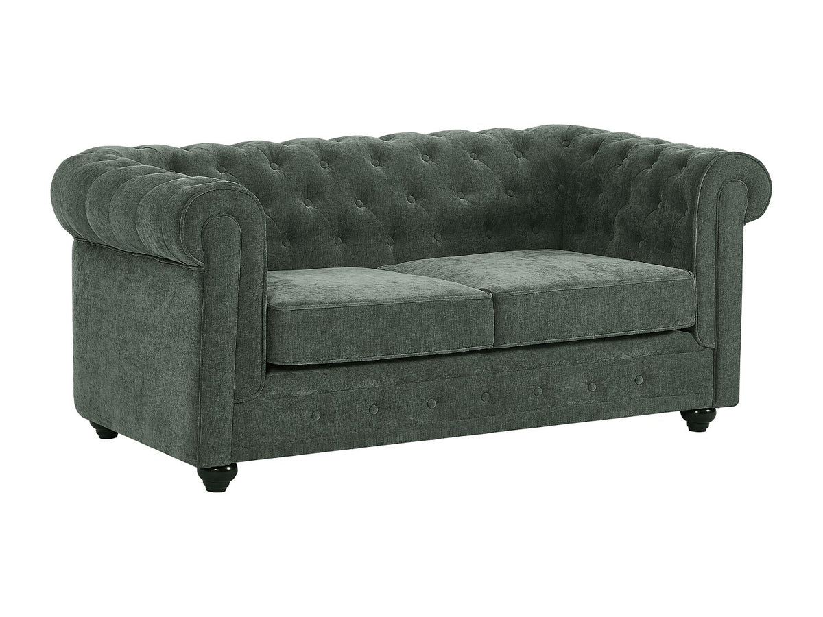 Accoudoirs arrondis du canapé chesterfield WALTON vert 2 places