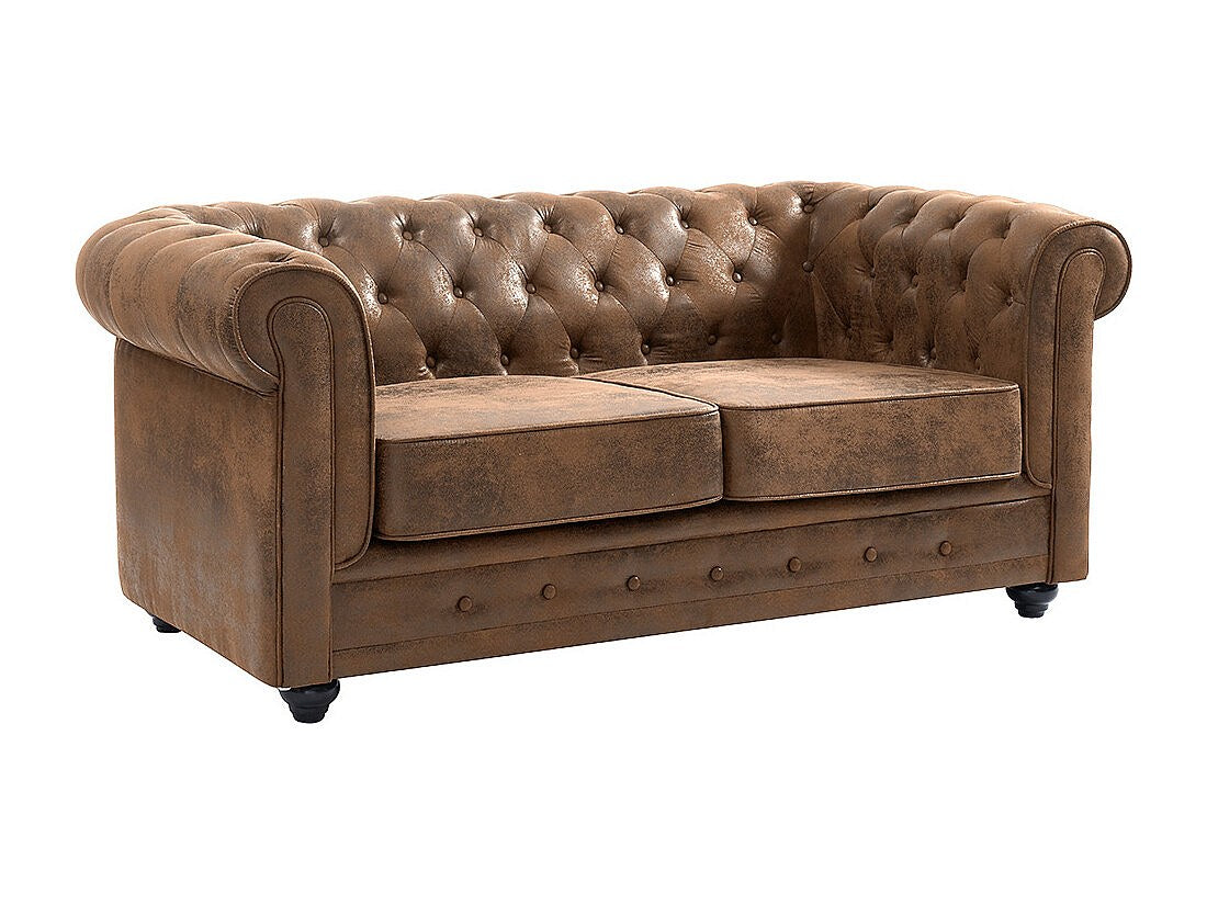 Pieds en bois du canapé chesterfield CARLTON microfibre marron