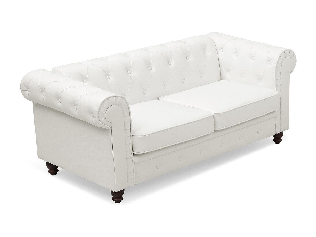 Capitonnage du canapé chesterfield WINDSOR 2 places simili cuir blanc