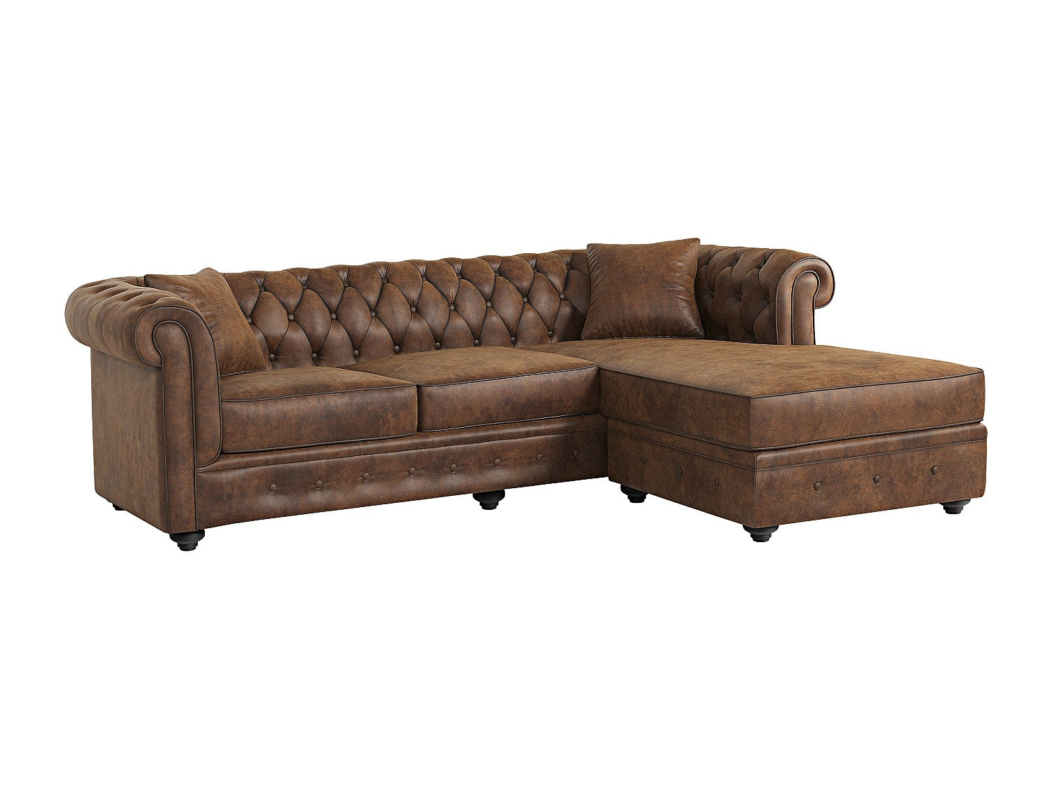 Détail de la microfibre vieillie du canapé chesterfield TOLEDO chocolat