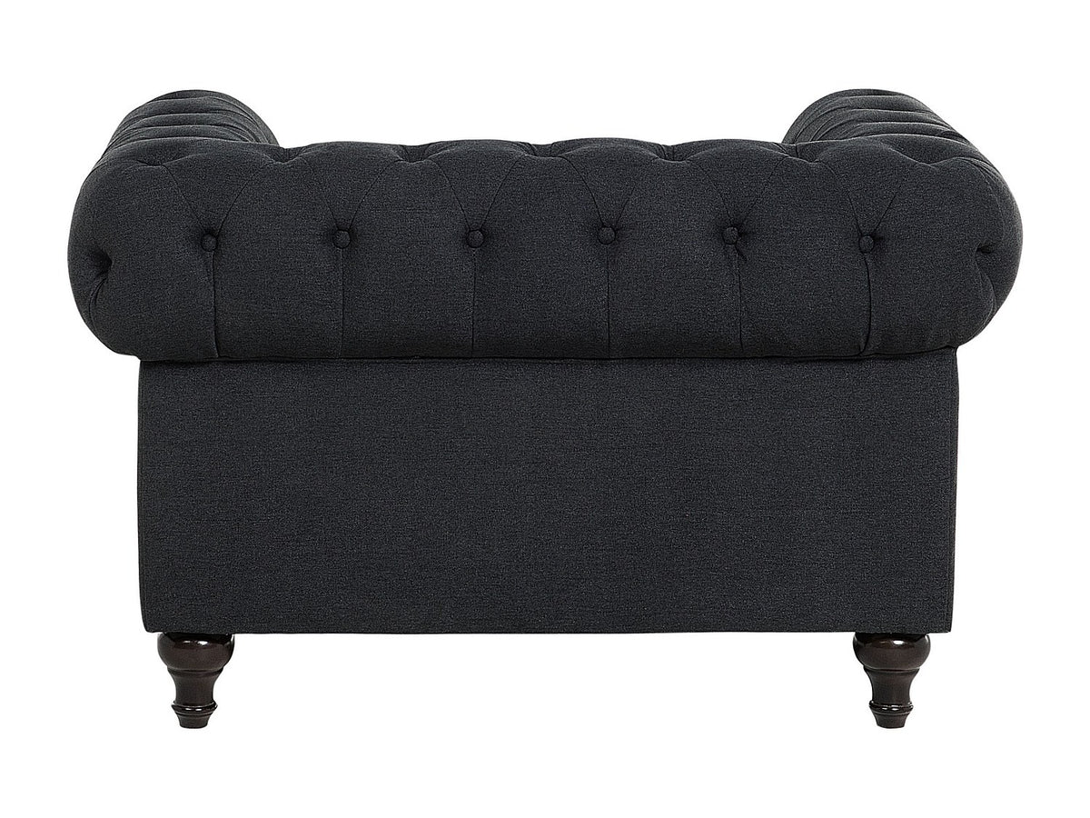 Fauteuil chesterfield BARROW gris vu de profil