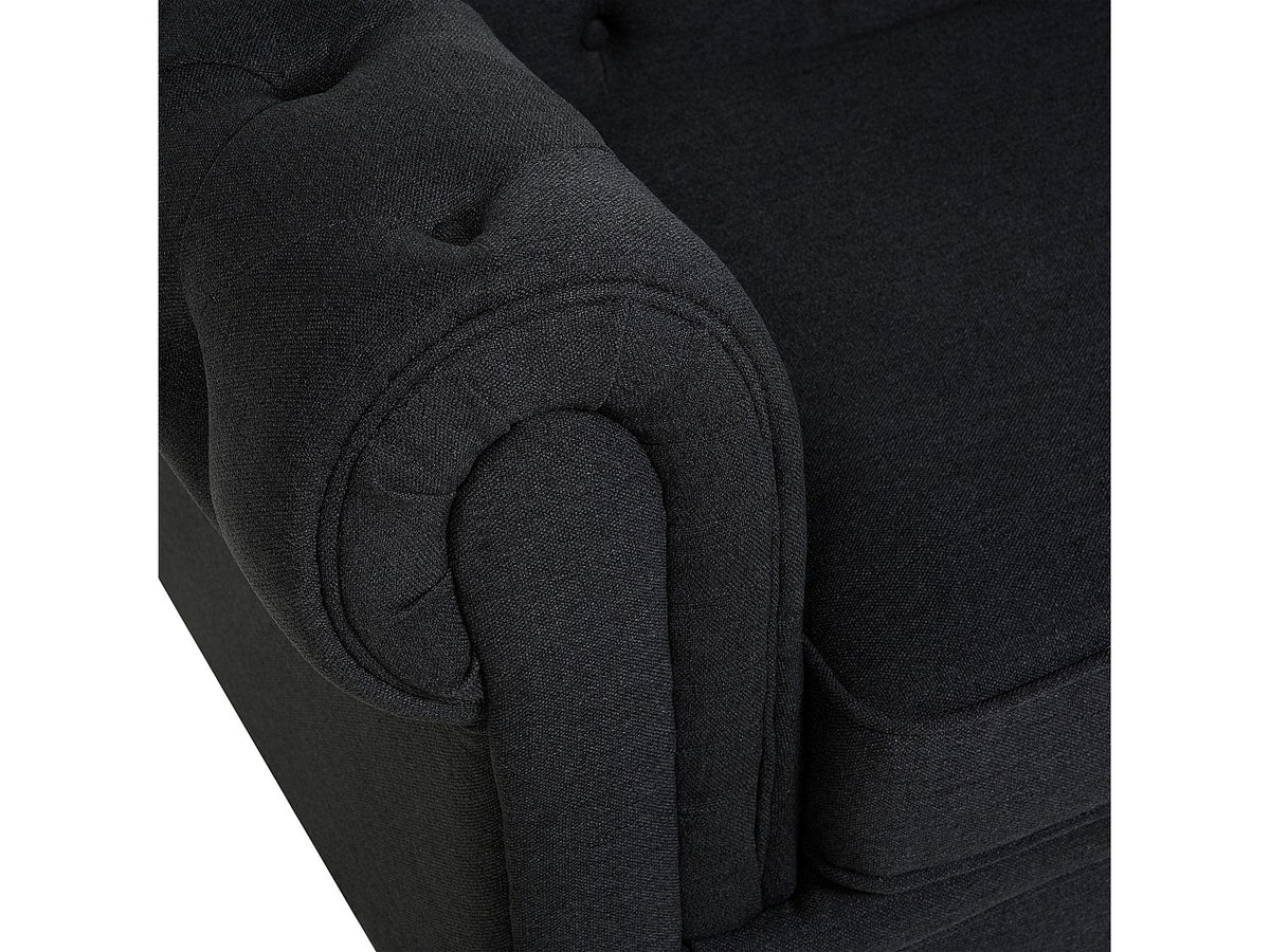 Vue d'ensemble du fauteuil chesterfield BARROW en coton gris