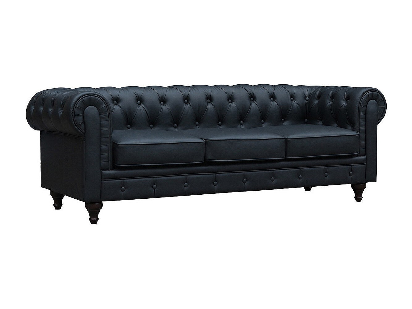 Capitonnage en losanges du canapé chesterfield ALIZA 3 places noir