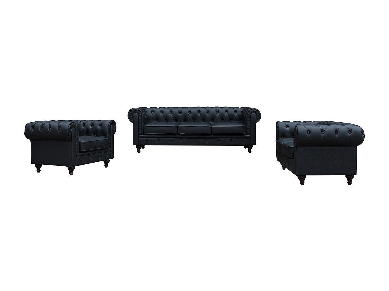 Détail du simili cuir capitonné du canapé chesterfield ALIZA