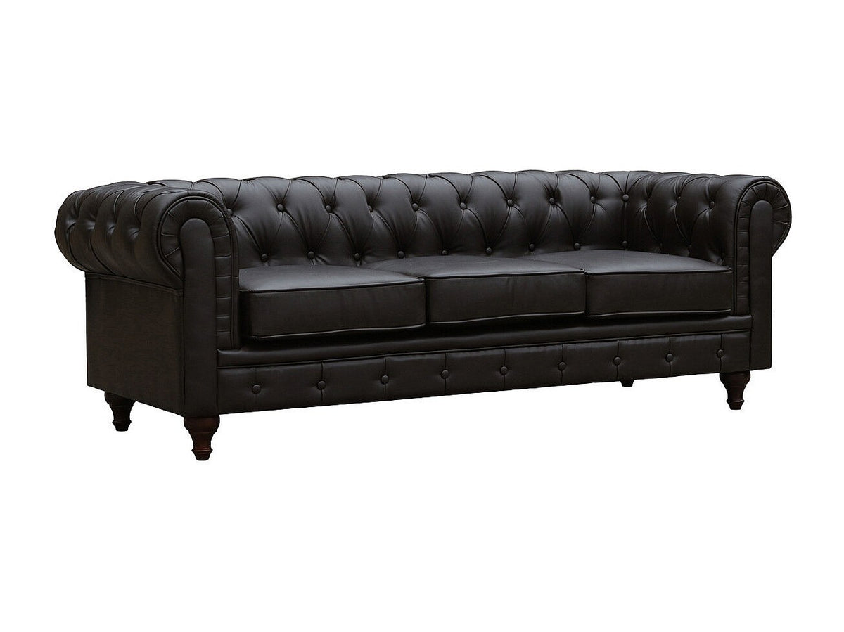 Accoudoirs roulés du canapé chesterfield ALIZA en tissu marron