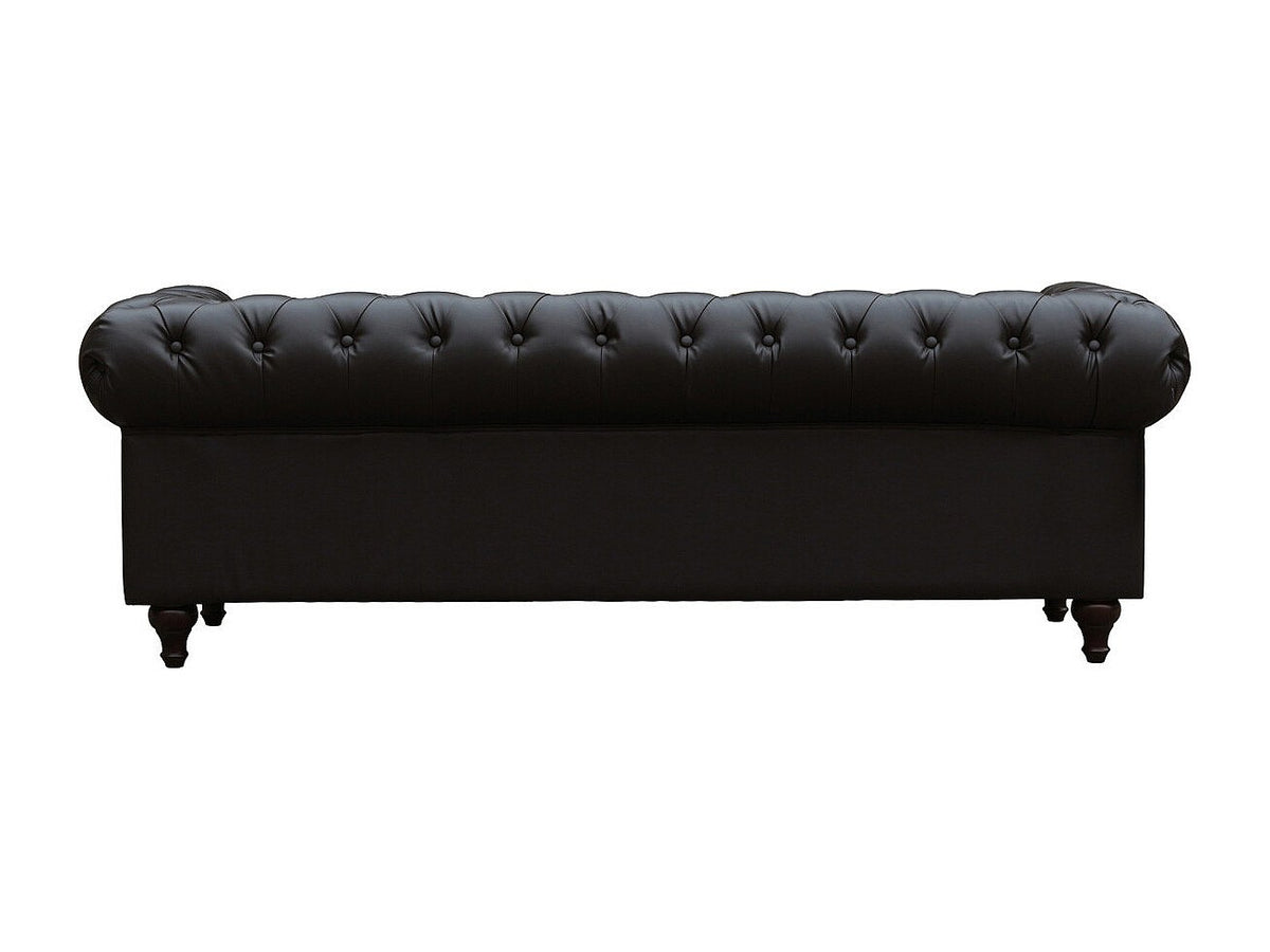 Détail du tissu marron du canapé chesterfield ALIZA