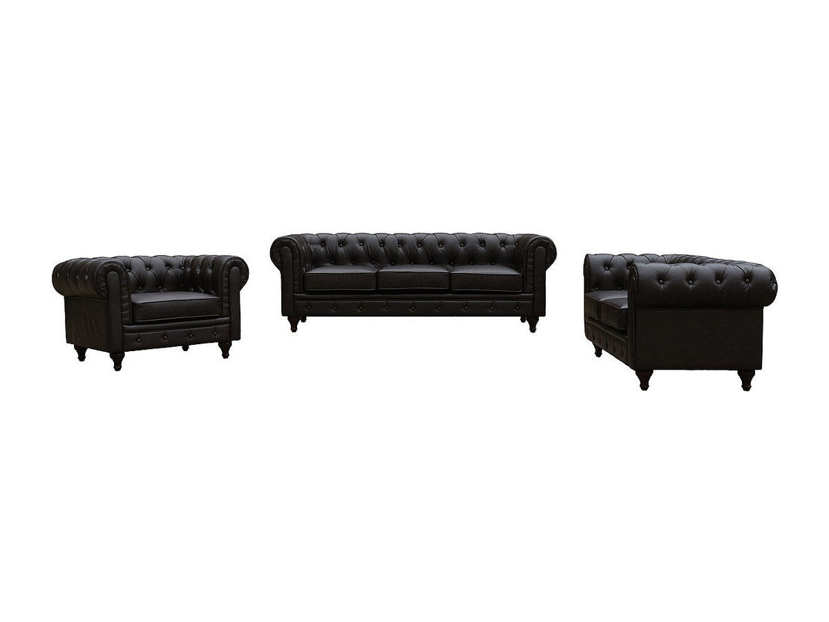 Pieds en bois d'eucalyptus du canapé chesterfield ALIZA 3 places
