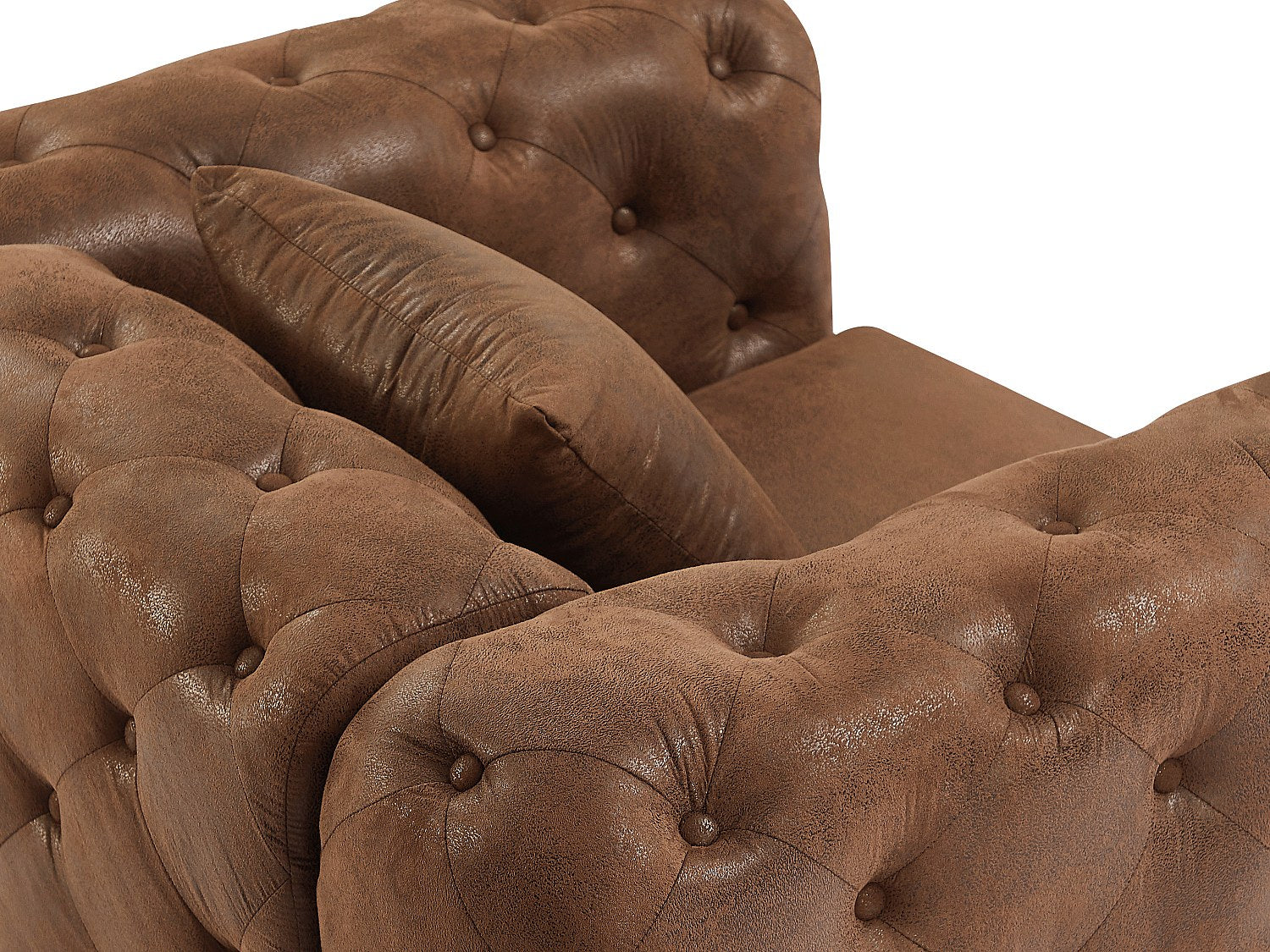 Accoudoirs roulés du fauteuil chesterfield EDWINA marron