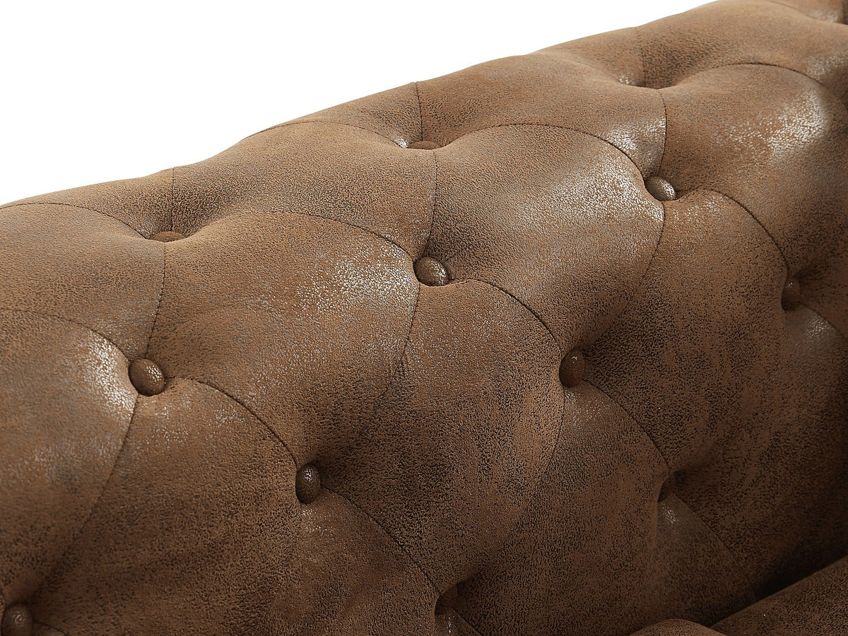 Coussins inclus du canapé chesterfield EDWINA microfibre marron