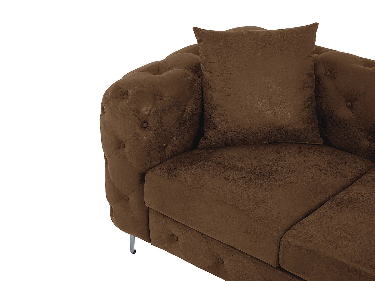 Coussins déhoussables du canapé d'angle chesterfield EDWINA marron
