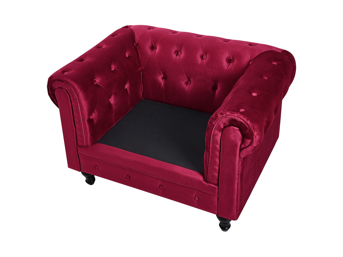 Piètement en bois d'hévéa du fauteuil chesterfield OSWALD