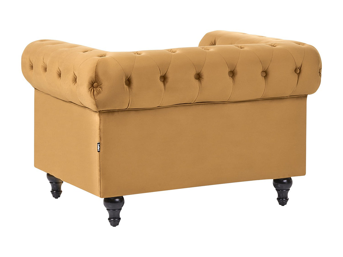 Assise rembourrée du fauteuil chesterfield HUXLEY jaune moutarde