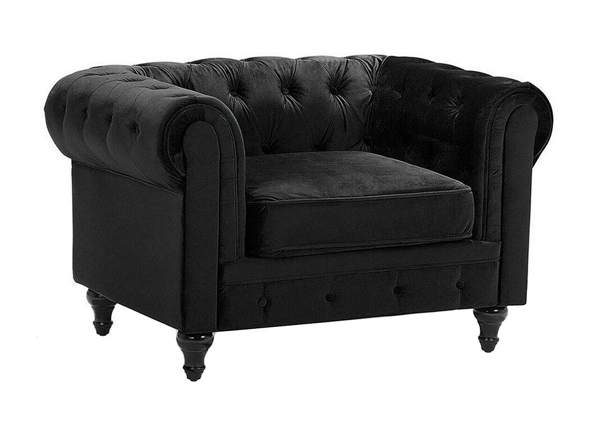Capitonnage du fauteuil chesterfield HASTINGS en velours noir