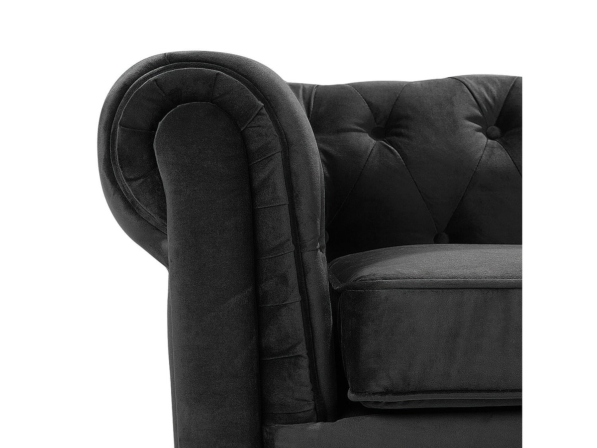 Profil du fauteuil chesterfield HASTINGS en velours noir