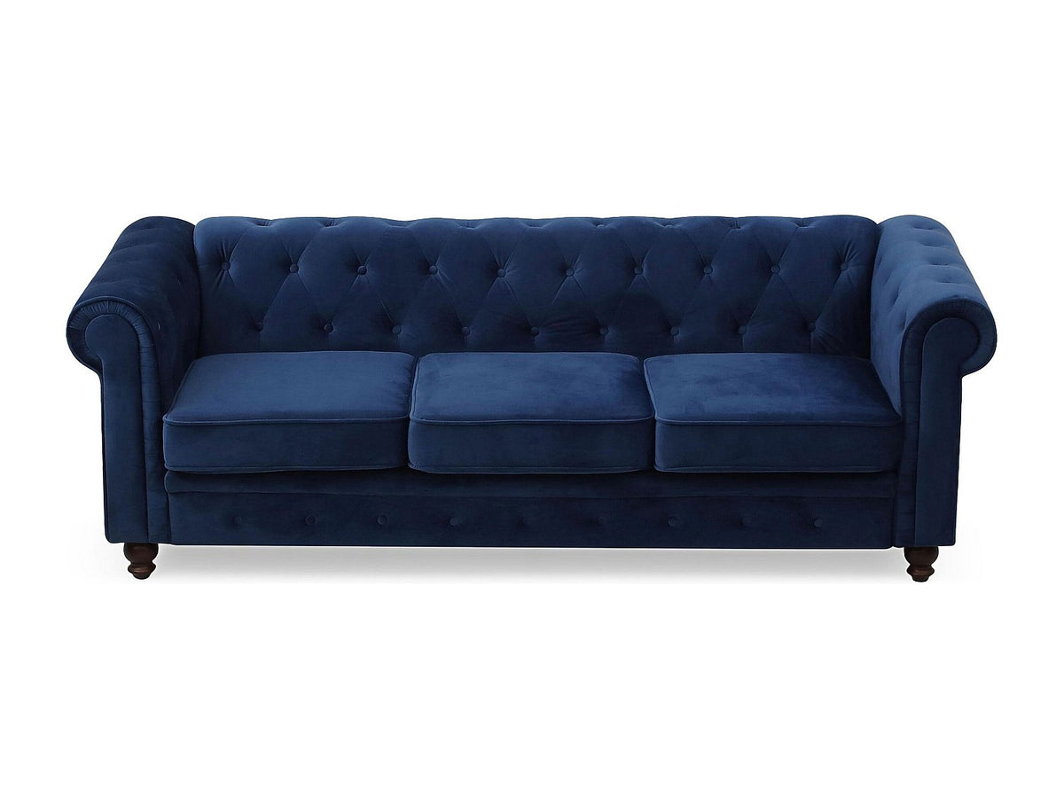 Détail du velours bleu du canapé chesterfield WINDSOR