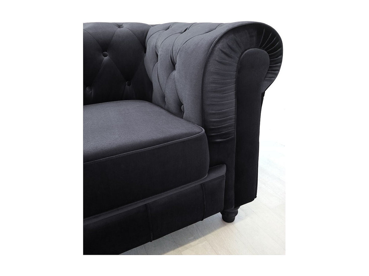 Accoudoirs en éventail de plis du canapé chesterfield WINDSOR noir