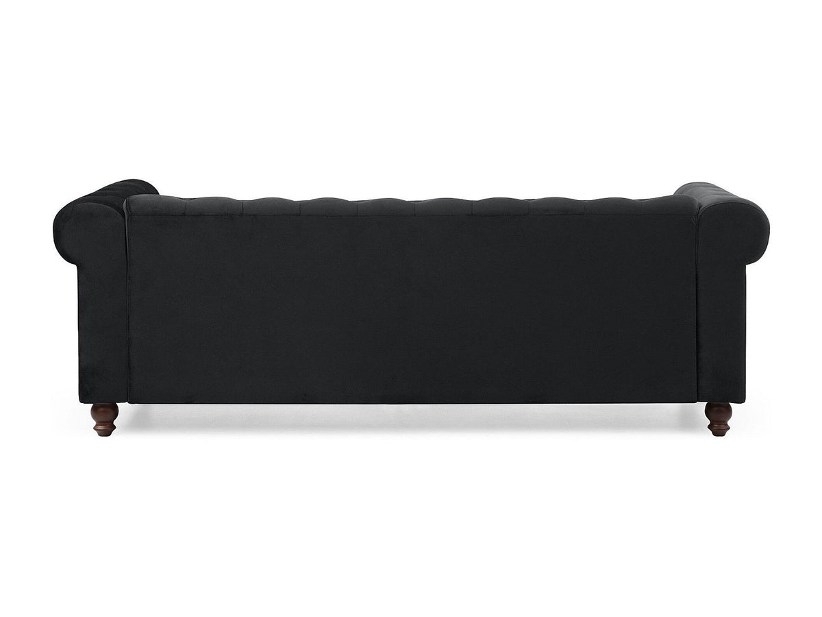 Vue d'ensemble du grand canapé chesterfield WINDSOR 3 places noir