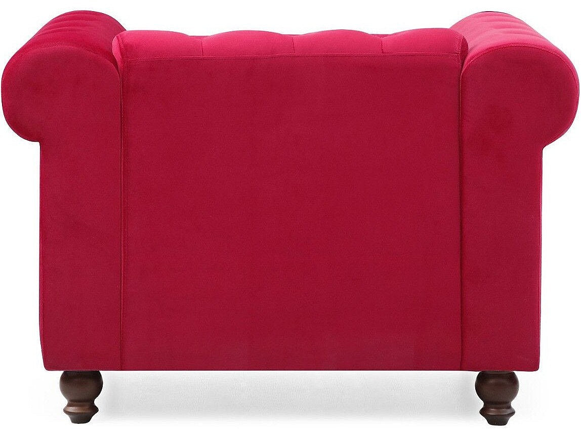 Vue d'ensemble du fauteuil chesterfield DUKE 1 place rouge