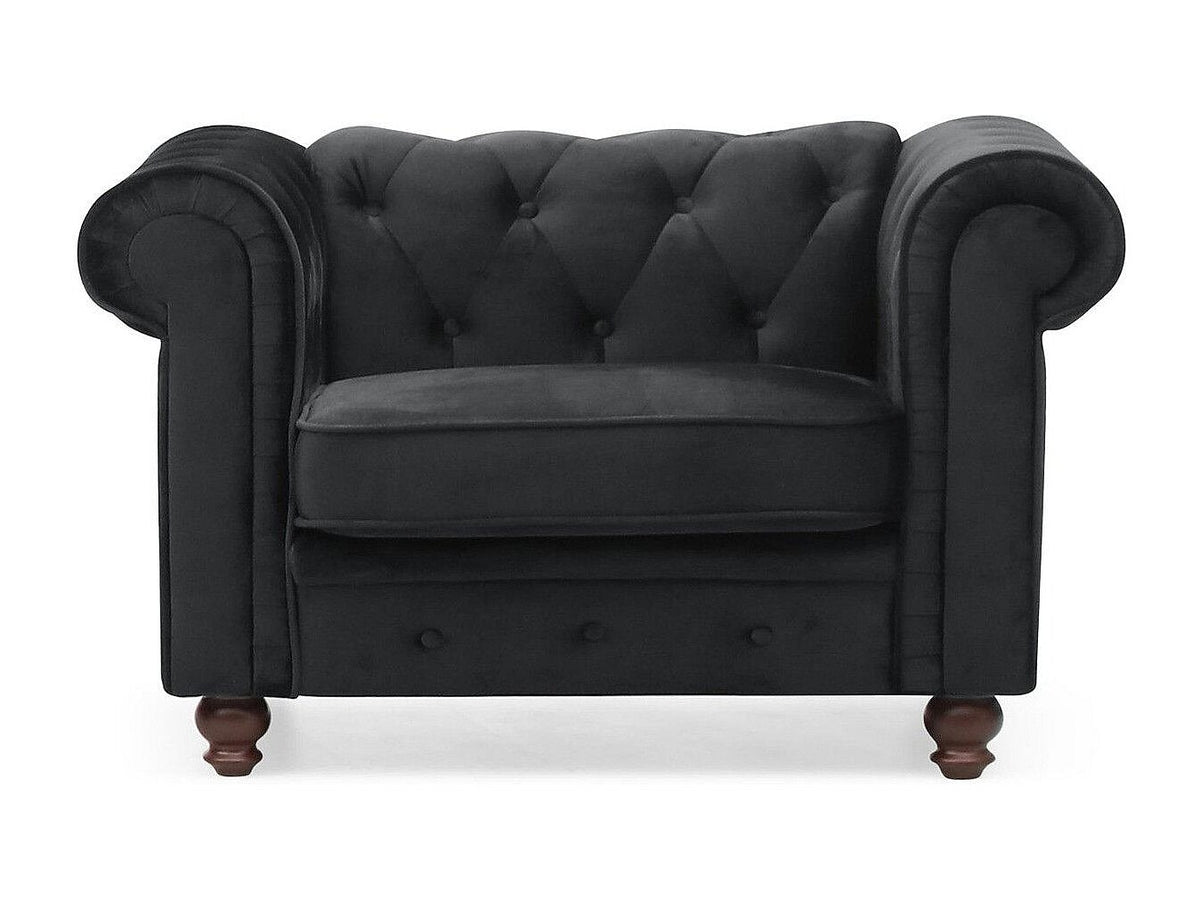 Capitonnage du fauteuil chesterfield DUKE en velours noir