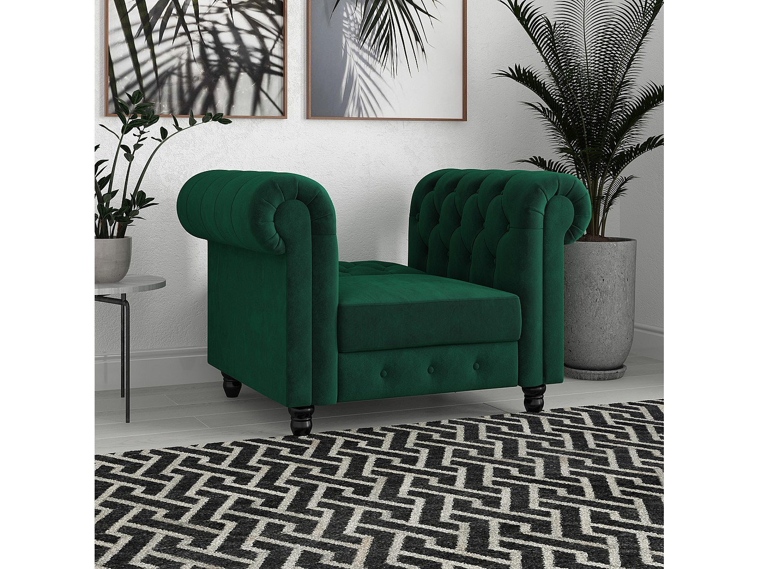 Assise à ressorts ondulés de la méridienne FELIX vert foncé
