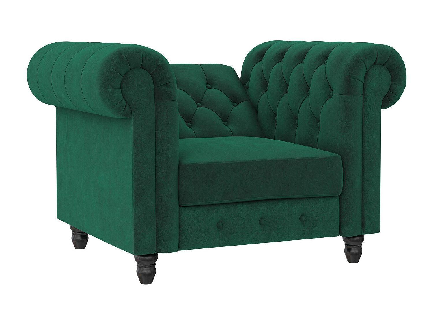 Méridienne chesterfield FELIX vert foncé vue de profil