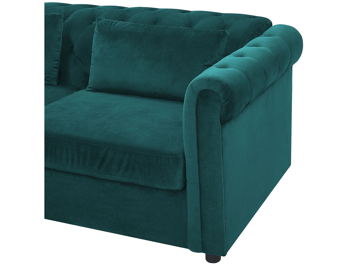 Canapé lit chesterfield FARADAY 3 places ouvert en couchage